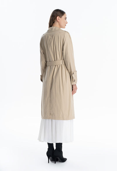 Solid Double Breast Winter Trench Coat