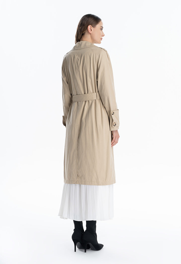 Solid Double Breast Winter Trench Coat