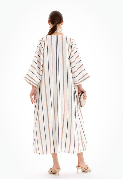 Open Front Striped Maxi Kimono - Ramadan Style