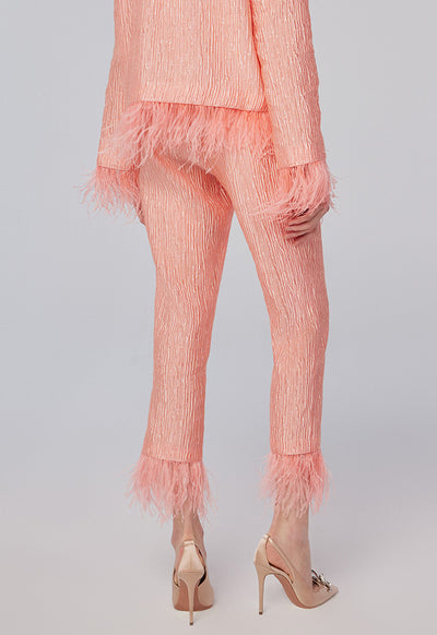 Fringed Ankle Textured Trouser