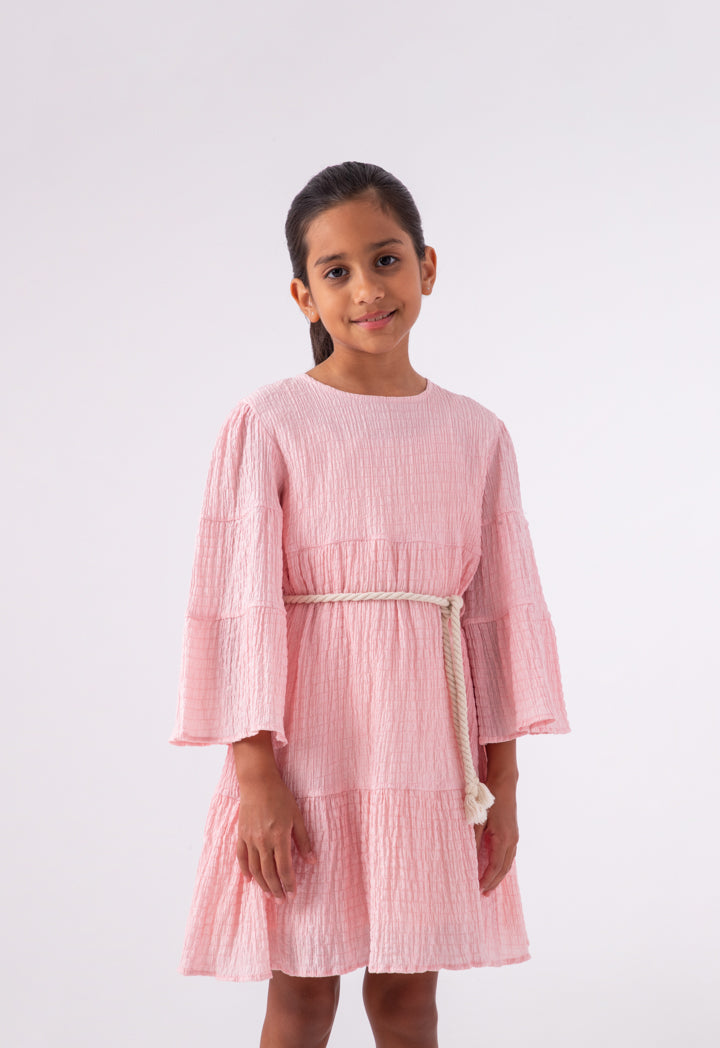 Seersucker Smock Tiered Dress