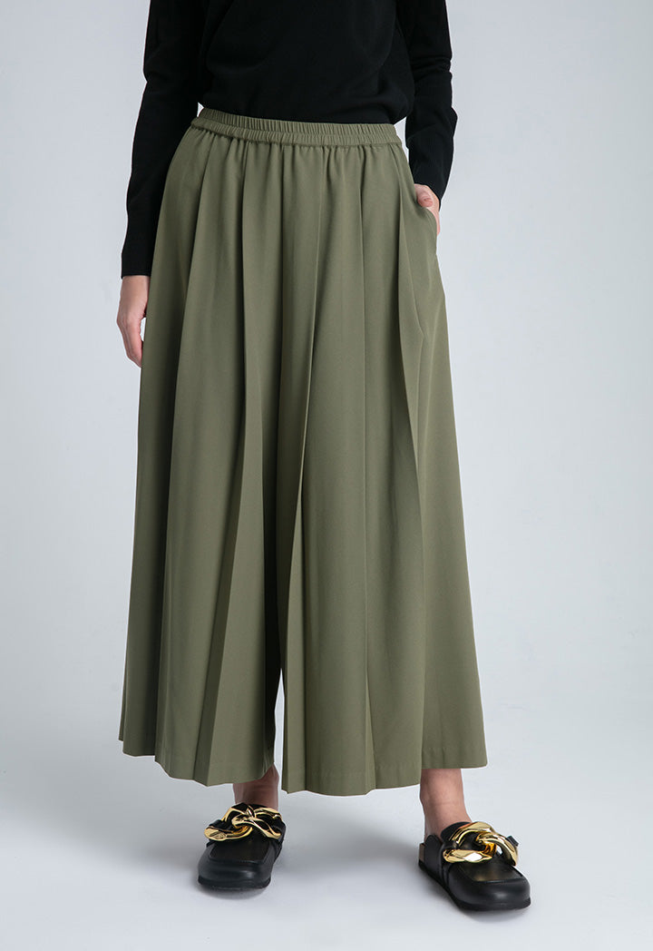 Wide Hem Fold Solid Trouser