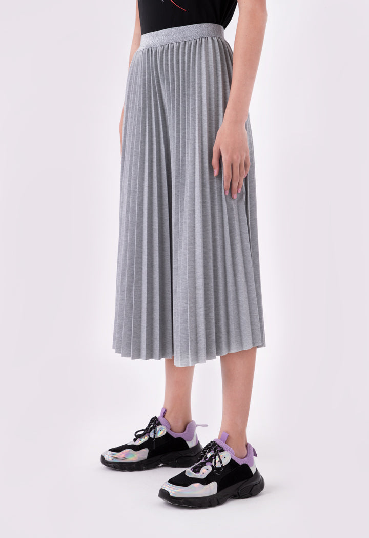 Lurex Elastic Waist Pleated Culottes Trouser