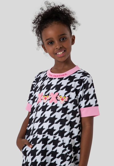 Pink Panther Houndstooth Print Dress