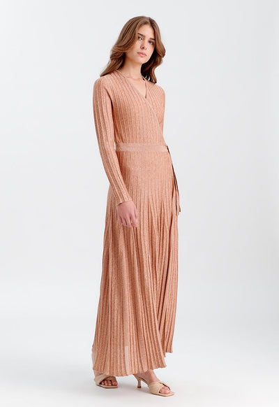 Knitted Textured Solid Tie Dress