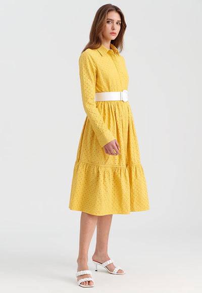 Solid Schiffli Shirt Dress