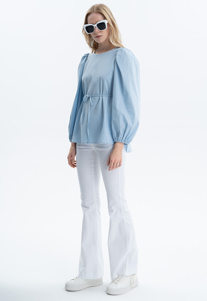 Rounded Hem Single Tone Blouse