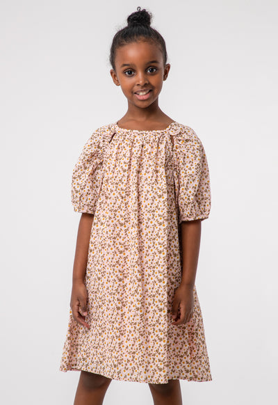 Floral Seersucker Raglan Puff Sleeves Cut Out Dress