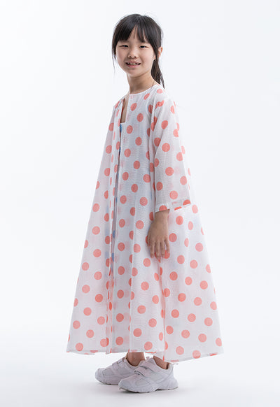 Polka Dot Printed Inner Dress With Kimono Set