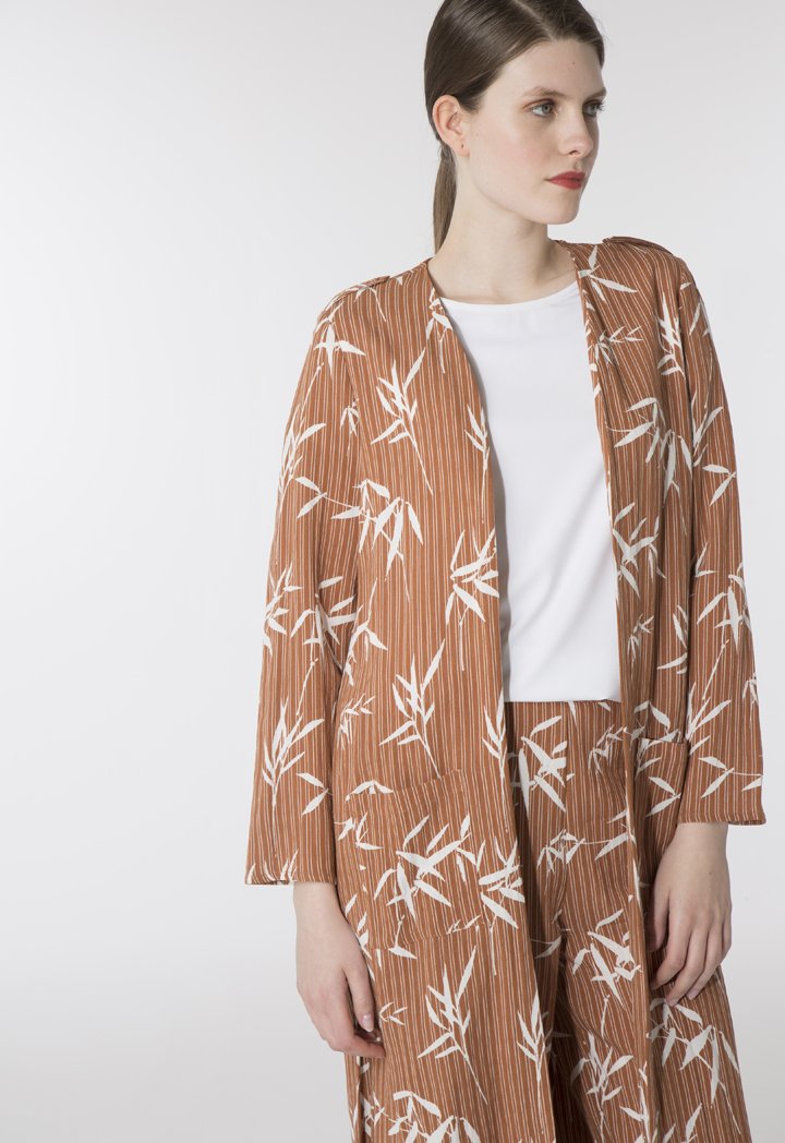 Bamboo Striped Rust Kimono