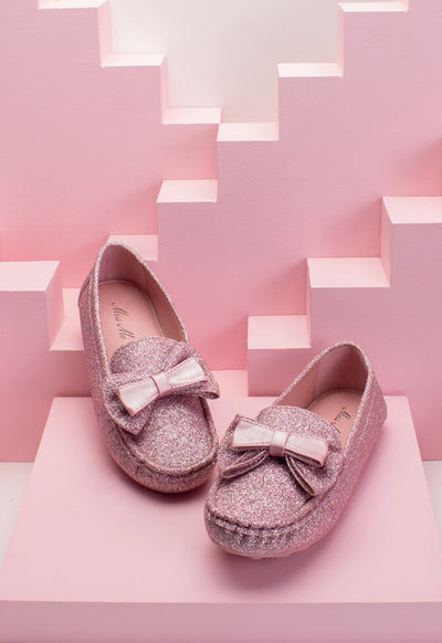 Shimmer Bow Top Loafers