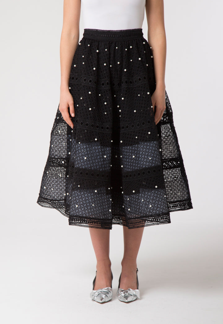 Pearl Studded Schiffli Skirt