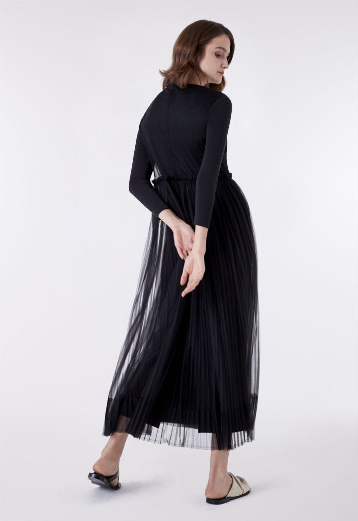 Black Mesh Tulle Sleeveless Outer Dress