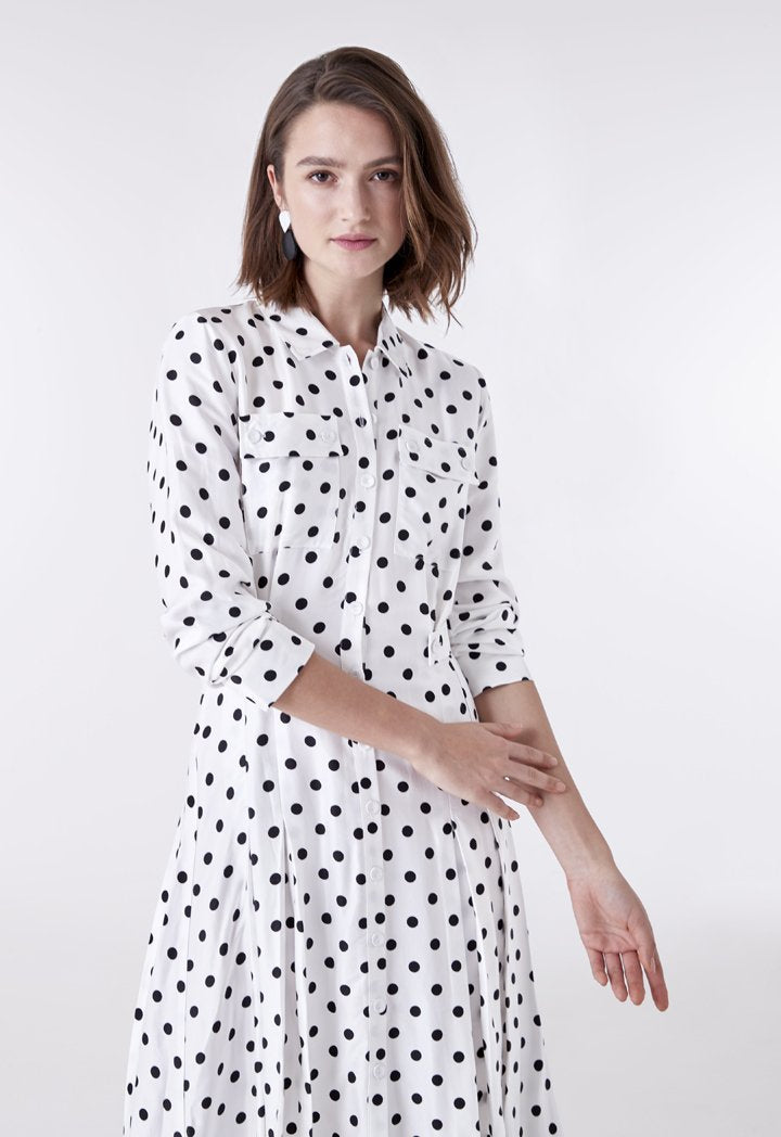Polka Dot Midi Shirt Dress