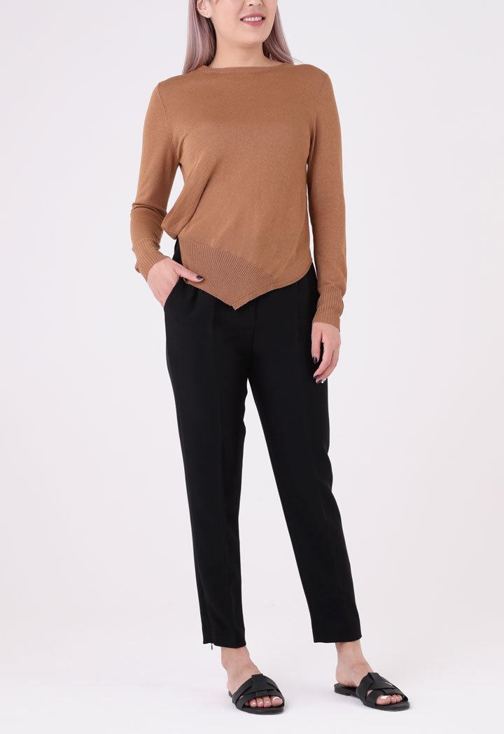 Brown Long Sleeve Knit Top