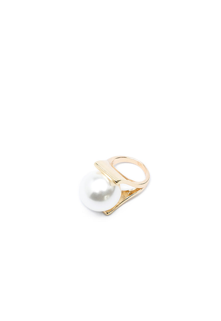 Pearl Gold Tone Solid Ring