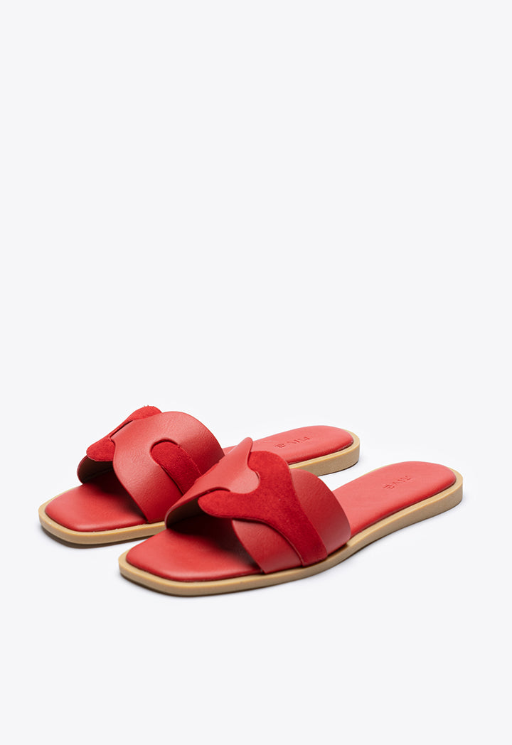 Contrast Inserted Vamp Slip On Sandals