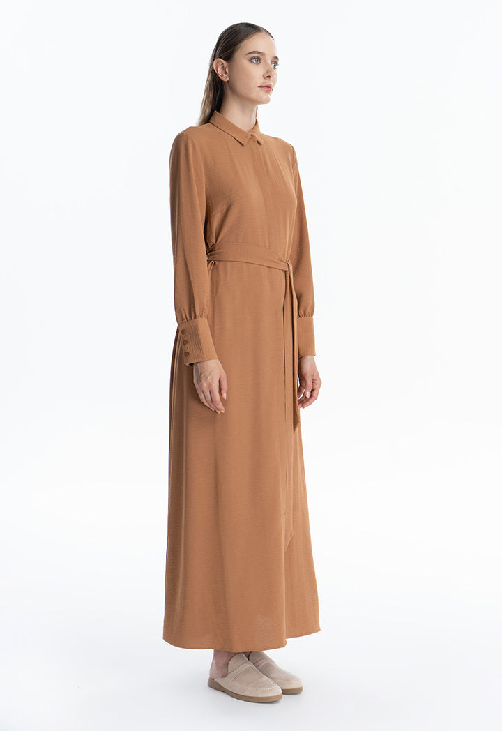 Collared Solid Maxi Dress