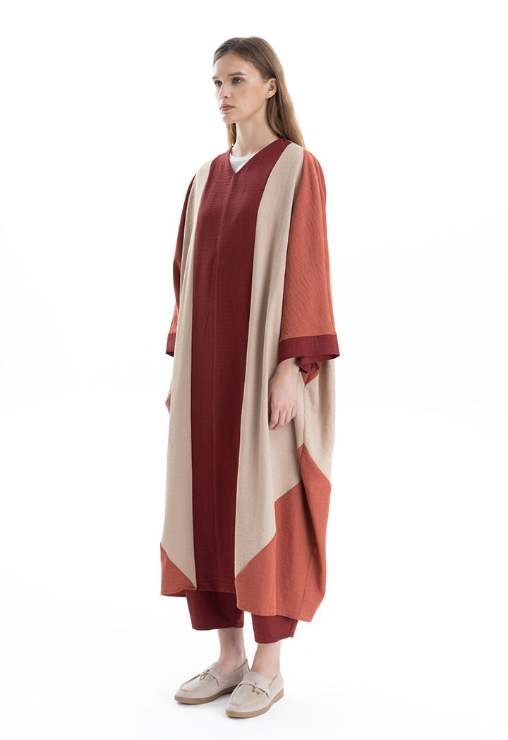 Multicolored Patch Open Maxi Abaya