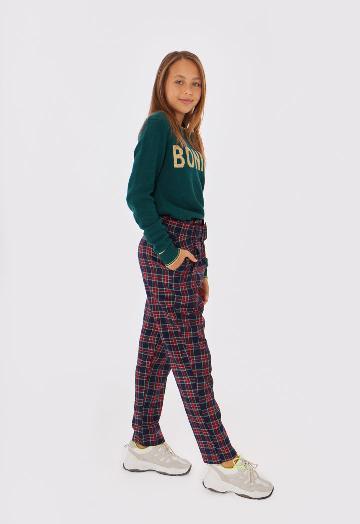 Plaid Paper Bag Waist Trouser