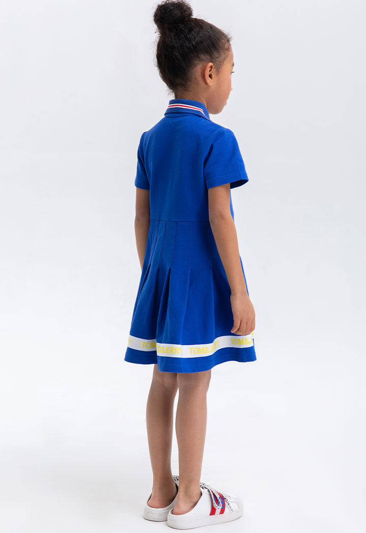 Tom And Jerry Striped Collar Pique Polo Dress