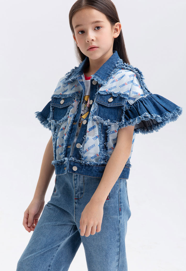 Tom And Jerry Denim Lurex Organza Jacket