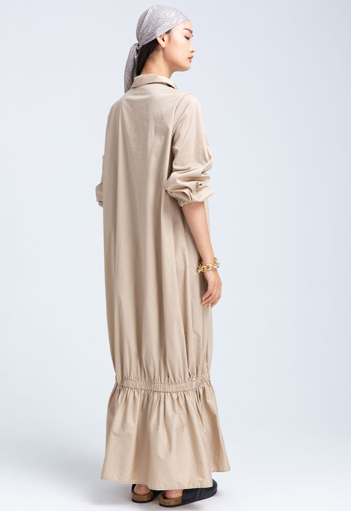 Elastic Gathered Maxi Dress