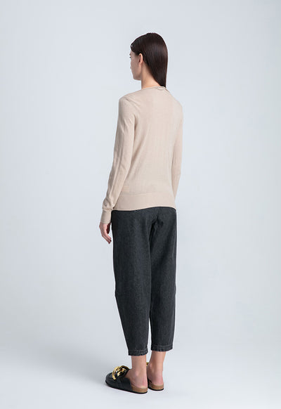 Boat Neck Solid Basic Knitwear