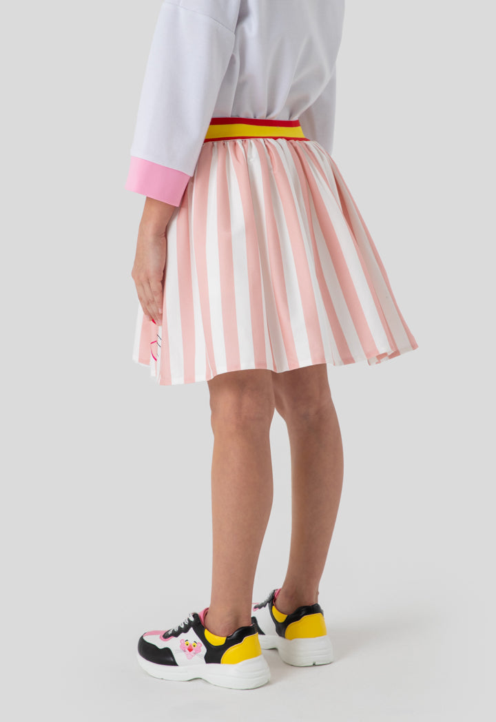 Pink Panther Exposed Elastic Waist Striped Skirt