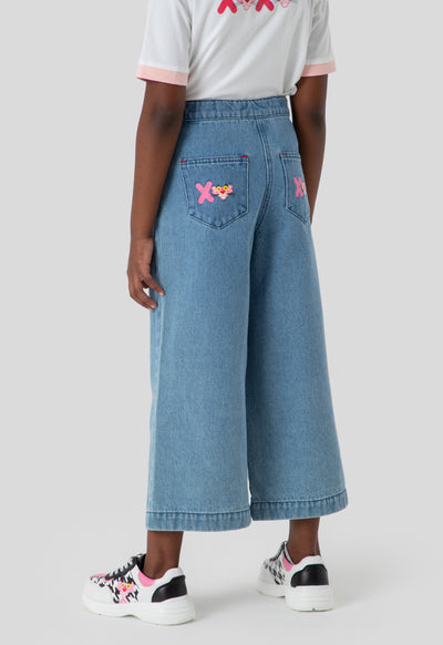 Pink Panther Zipper Pockets Denim Pants