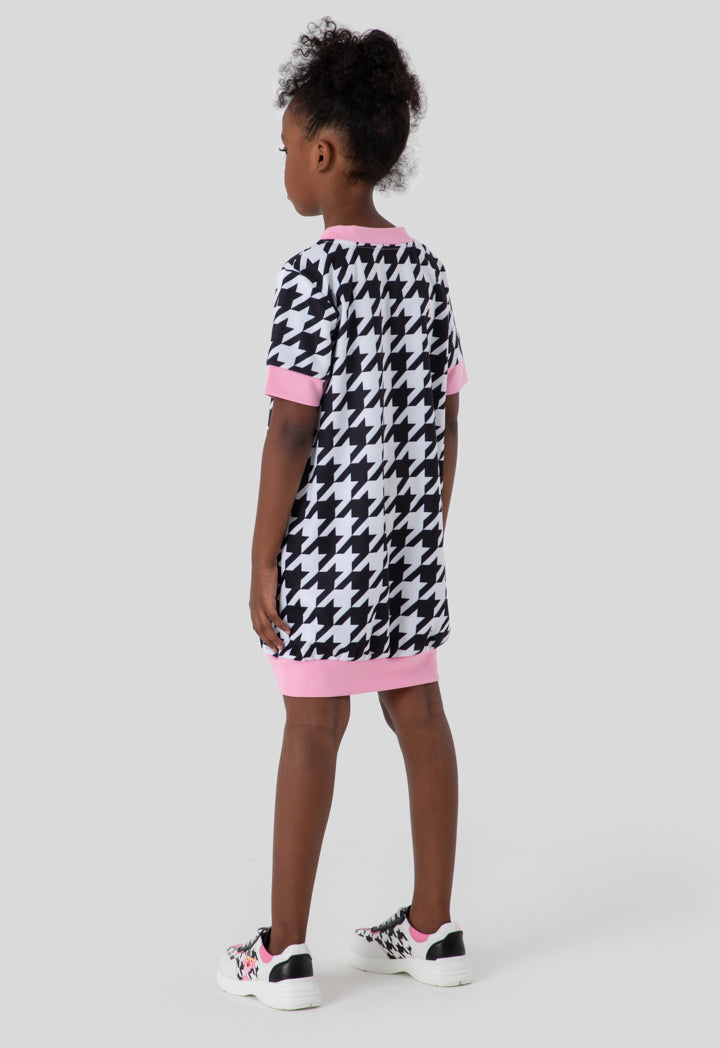 Pink Panther Houndstooth Print Dress