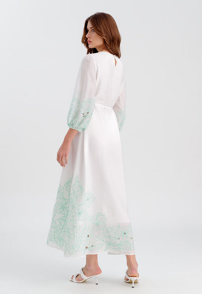 Contrast Embroidered Maxi Dress