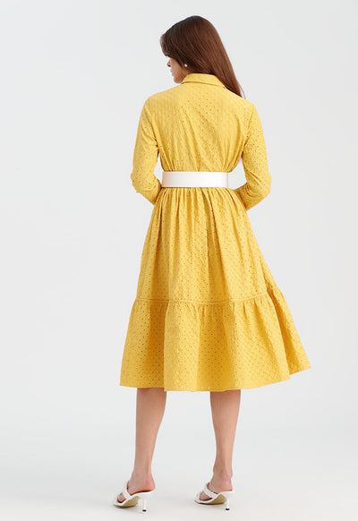 Solid Schiffli Shirt Dress