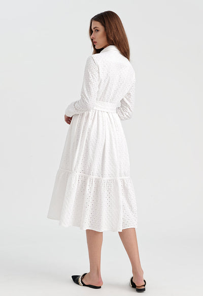 Solid Schiffli Shirt Dress