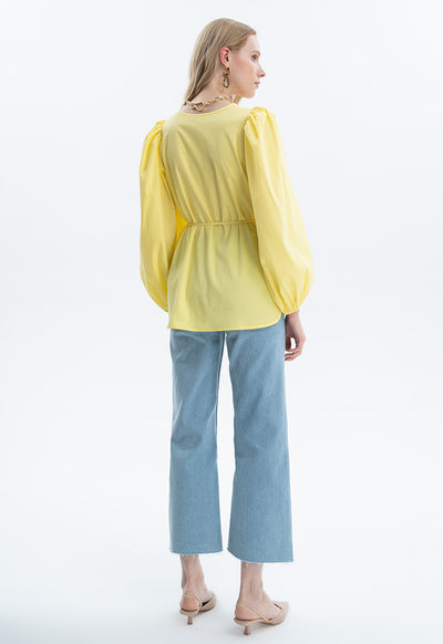 Rounded Hem Single Tone Blouse