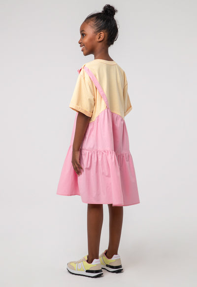 Tier Contrasting Stripe Girls Dress