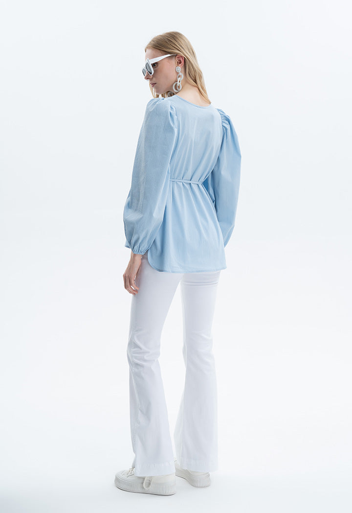 Rounded Hem Single Tone Blouse