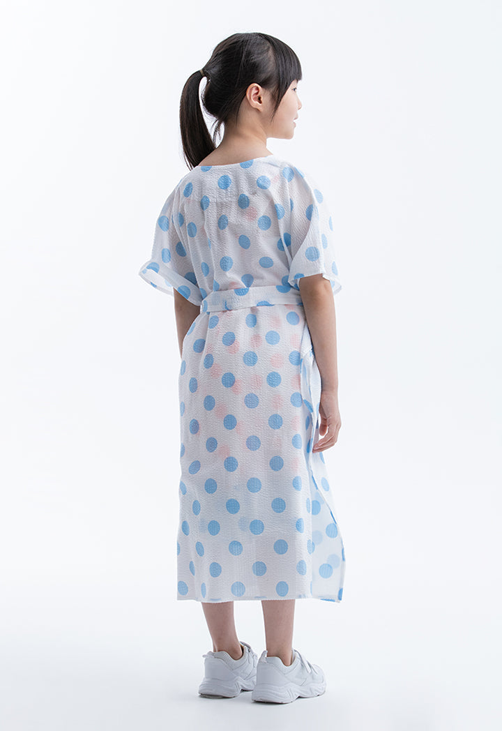 Polka Dot Printed Inner Dress With Kimono Set