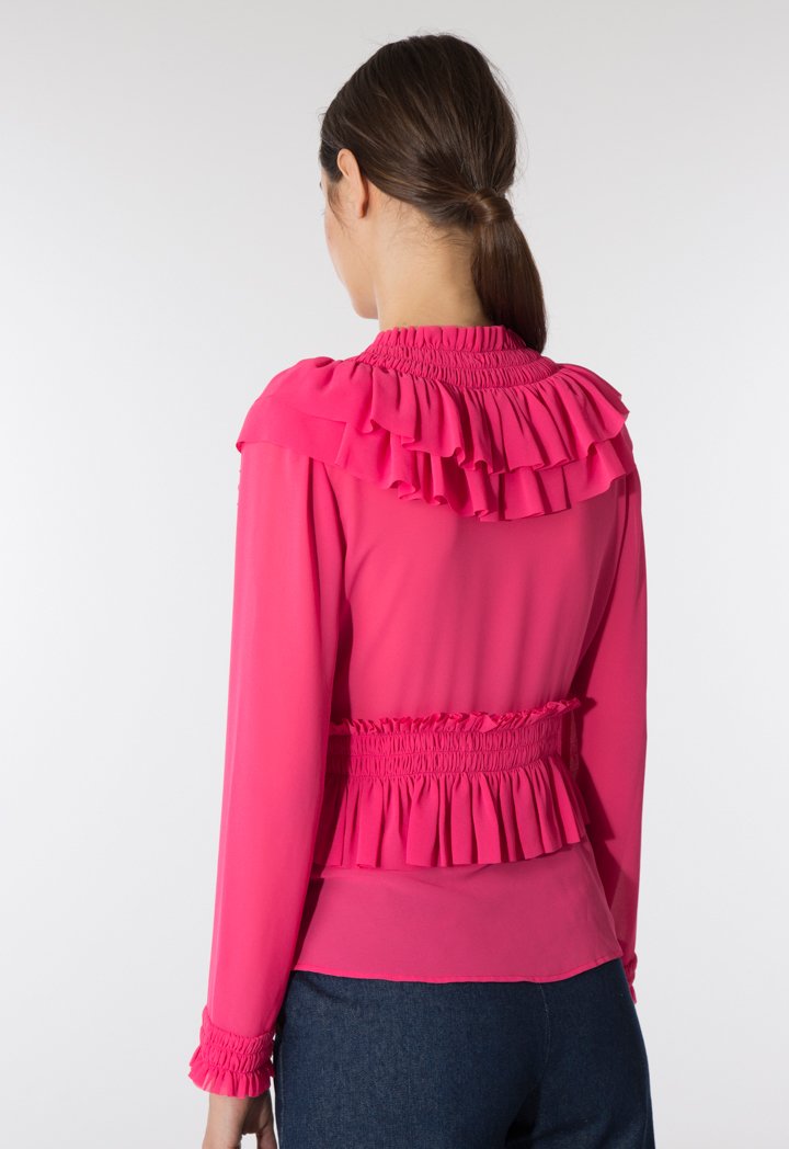 Fuchsia Frilled Blouse