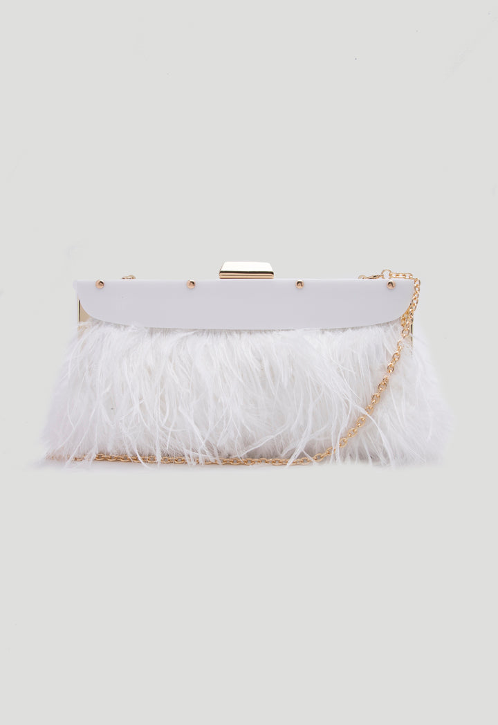 Feather Trim Clutch Bag