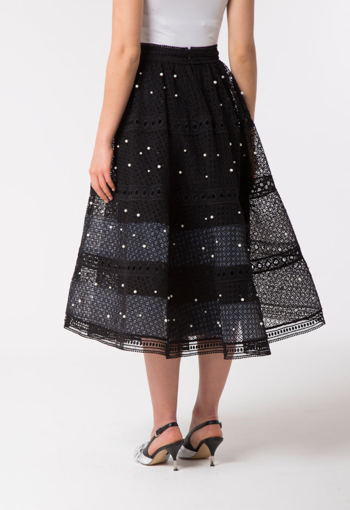 Pearl Studded Schiffli Skirt