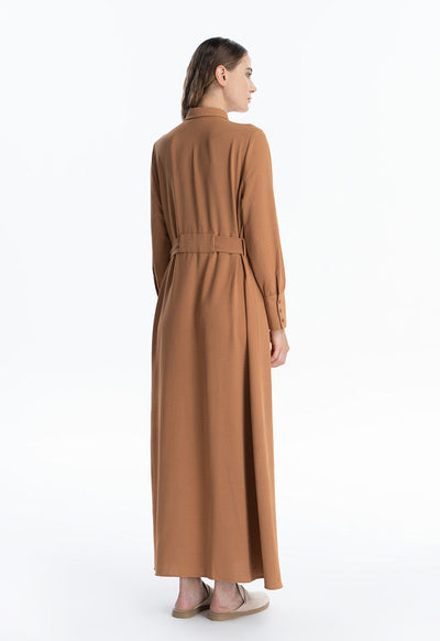 Collared Solid Maxi Dress