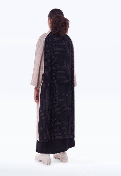 Dash Patterned Two Tone Maxi Coat