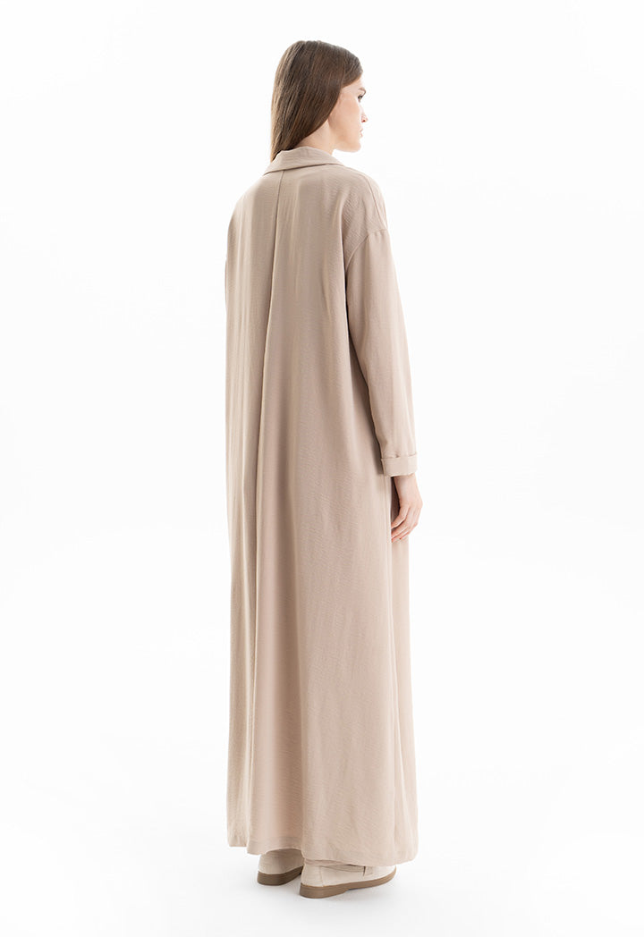 Notched Solid Open Maxi Abaya