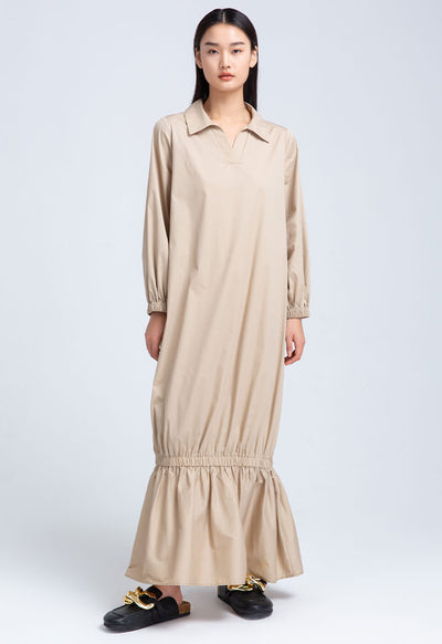 Elastic Gathered Maxi Dress