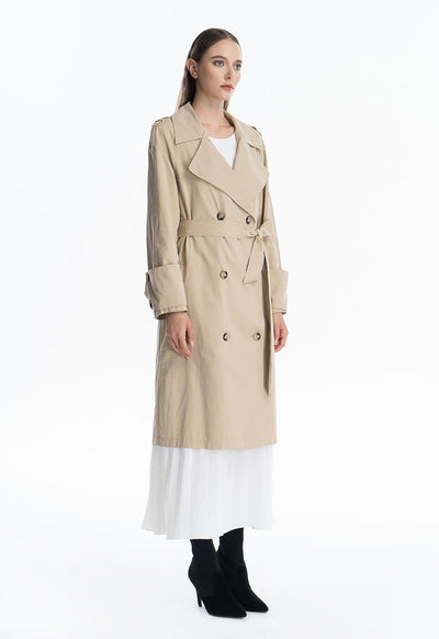 Solid Double Breast Winter Trench Coat