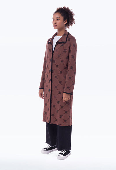 Multicolored Textured Patterned Monogram Long Coat Bisht