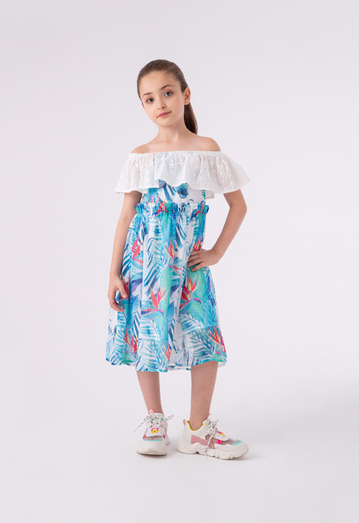 Printed Off Shoulder Ruffle Dress