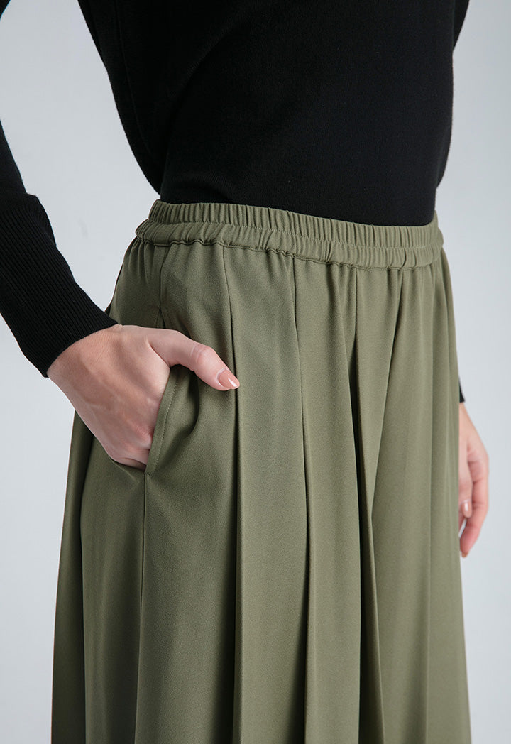 Wide Hem Fold Solid Trouser