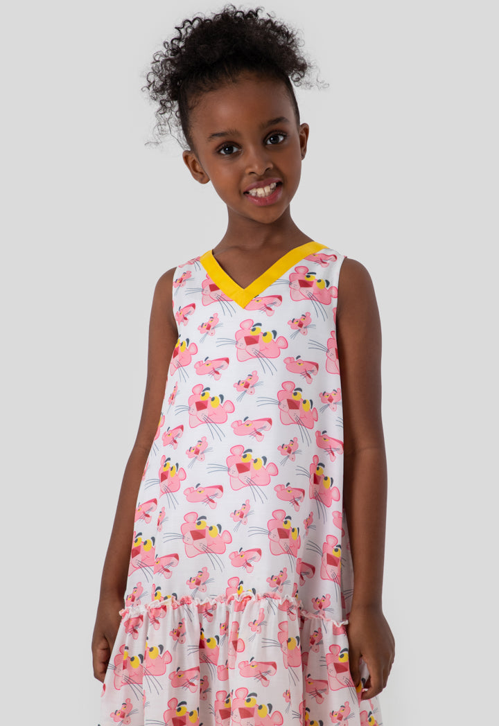 Pink Panther Printed Sleeveless Dress